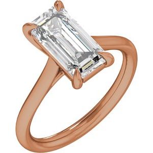 Elongated Emerald Cut Diamond Solitaire Engagement Ring