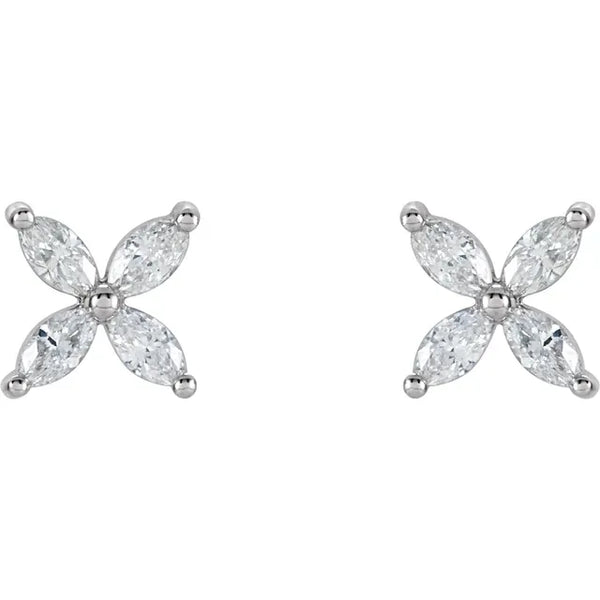 Les Petites Fleurs, Natural Diamond Cluster Marquise Earrings