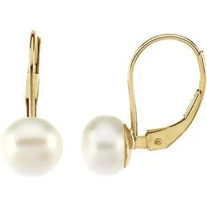 Larme de Fontainebleau, Cultured Pearl Lever Back Earrings