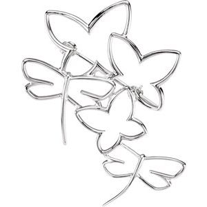 14K White Gold Butterfly & Dragonfly Brooch
