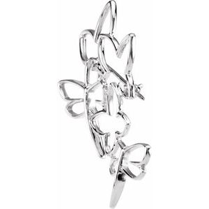 14K White Gold Butterfly & Dragonfly Brooch