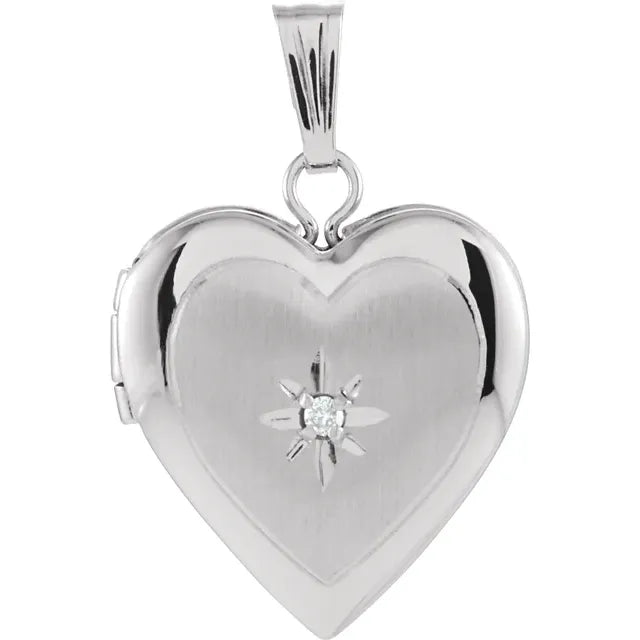 White Gold, Natural Diamond Heart Locket