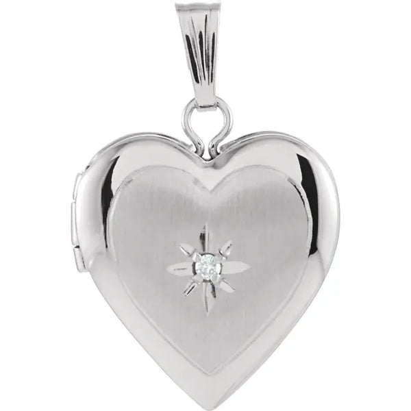 White Gold, Natural Diamond Heart Locket