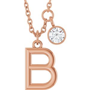 Letter Necklace & Bezel Diamond
