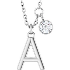 Letter Necklace & Bezel Diamond