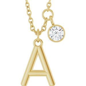Letter Necklace & Bezel Diamond