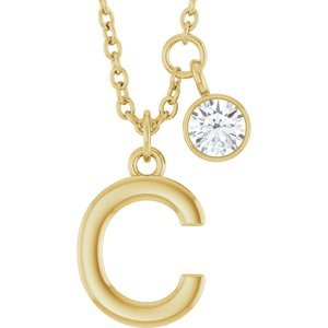 Letter Necklace & Bezel Diamond