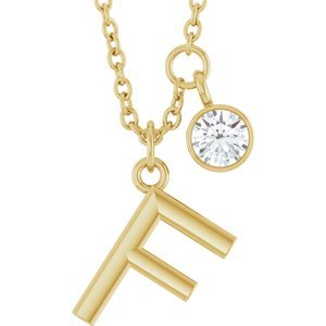 Letter Necklace & Bezel Diamond