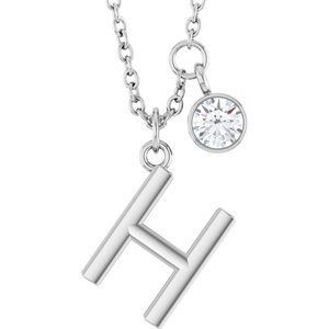 Letter Necklace & Bezel Diamond