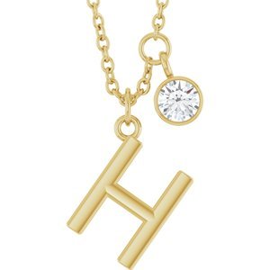 Letter Necklace & Bezel Diamond