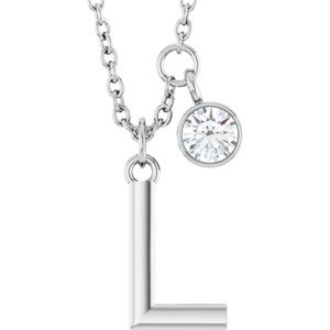 Letter Necklace & Bezel Diamond