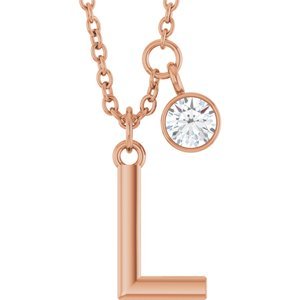 Letter Necklace & Bezel Diamond