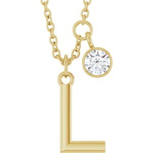 Letter Necklace & Bezel Diamond