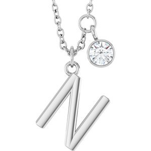 Letter Necklace & Bezel Diamond