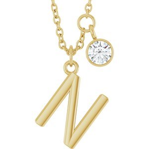 Letter Necklace & Bezel Diamond