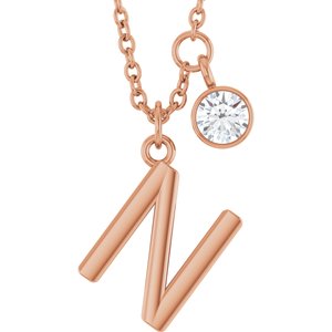 Letter Necklace & Bezel Diamond