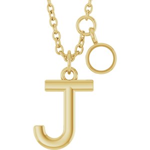 Gold letter J initial pendant necklace with a delicate chain