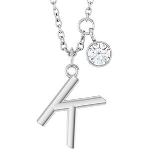 Letter Necklace & Bezel Diamond