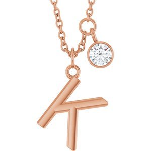 Letter Necklace & Bezel Diamond