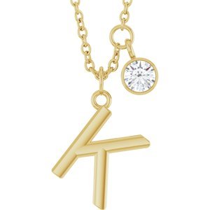 Letter Necklace & Bezel Diamond