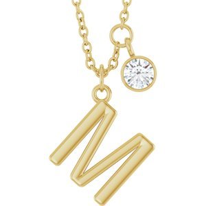 Letter Necklace & Bezel Diamond
