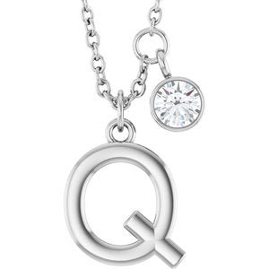 Letter Necklace & Bezel Diamond