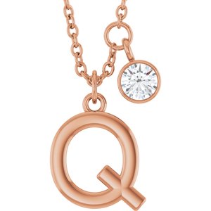 Letter Necklace & Bezel Diamond