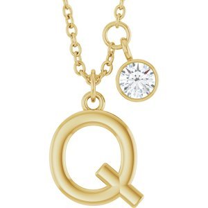 Letter Necklace & Bezel Diamond