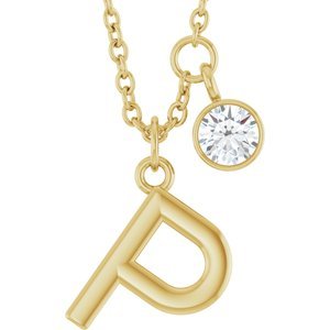 Letter Necklace & Bezel Diamond