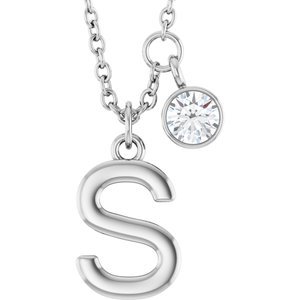 Letter Necklace & Bezel Diamond