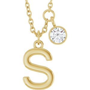 Letter Necklace & Bezel Diamond
