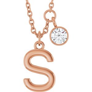 Letter Necklace & Bezel Diamond
