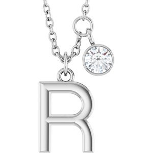 Letter Necklace & Bezel Diamond