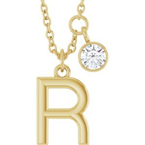 Letter Necklace & Bezel Diamond