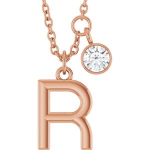 Letter Necklace & Bezel Diamond