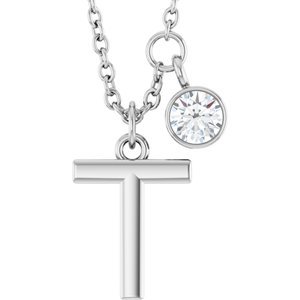Letter Necklace & Bezel Diamond