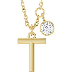 Letter Necklace & Bezel Diamond