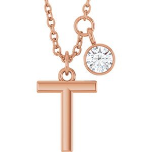 Letter Necklace & Bezel Diamond