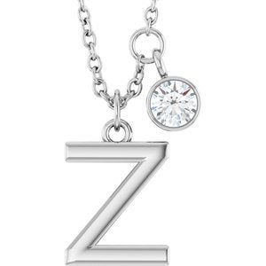 Letter Necklace & Bezel Diamond