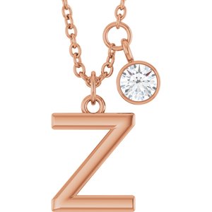 Letter Necklace & Bezel Diamond