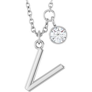 Letter Necklace & Bezel Diamond