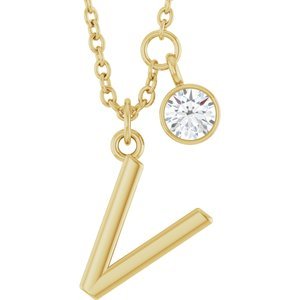 Letter Necklace & Bezel Diamond