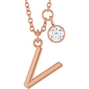 Letter Necklace & Bezel Diamond