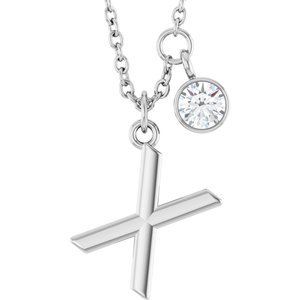Letter Necklace & Bezel Diamond