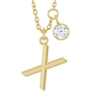 Letter Necklace & Bezel Diamond