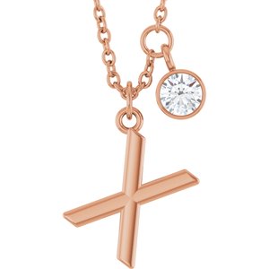 Letter Necklace & Bezel Diamond