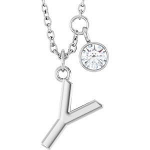 Letter Necklace & Bezel Diamond