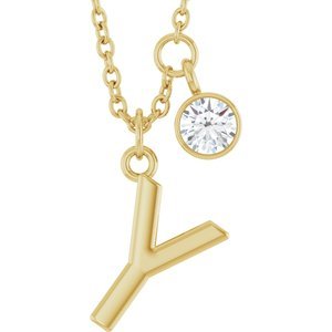 Letter Necklace & Bezel Diamond
