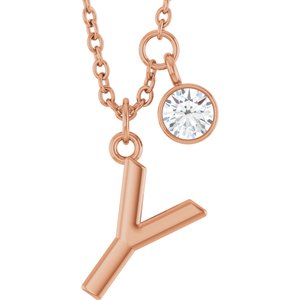Letter Necklace & Bezel Diamond