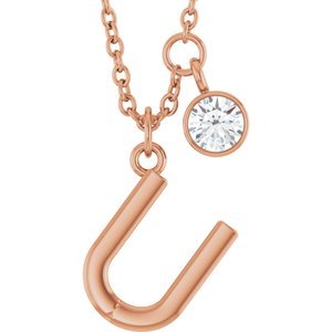 Letter Necklace & Bezel Diamond